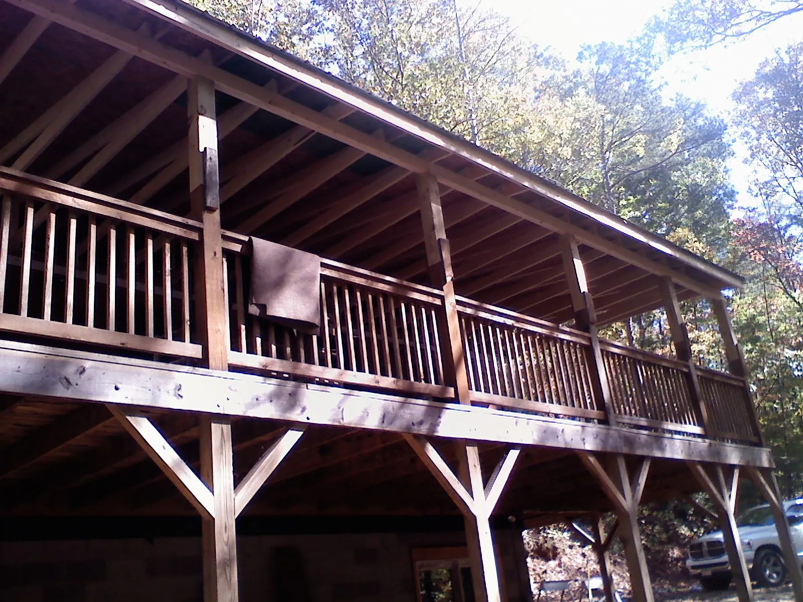 Timber framing under a new elevated porch and deck — Roof Leak Repair in Ringgold by Roofing Brothers